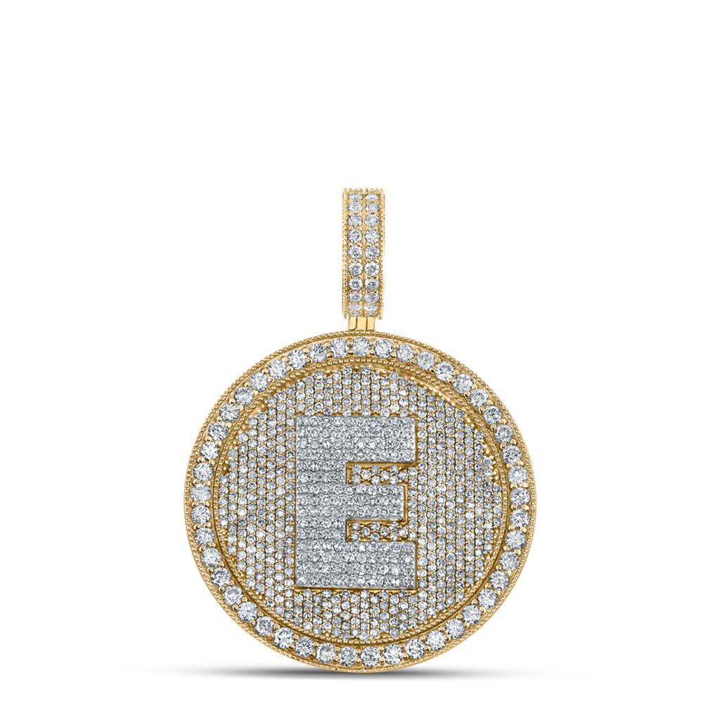 A-Z Letter Initial Diamond Circle Medallion Pendant 10K Yellow Gold