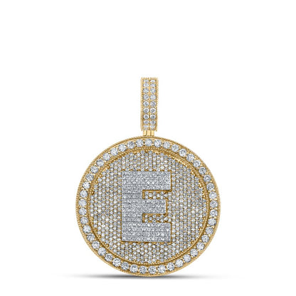 A-Z Letter Initial Diamond Circle Medallion Pendant 10K Yellow Gold