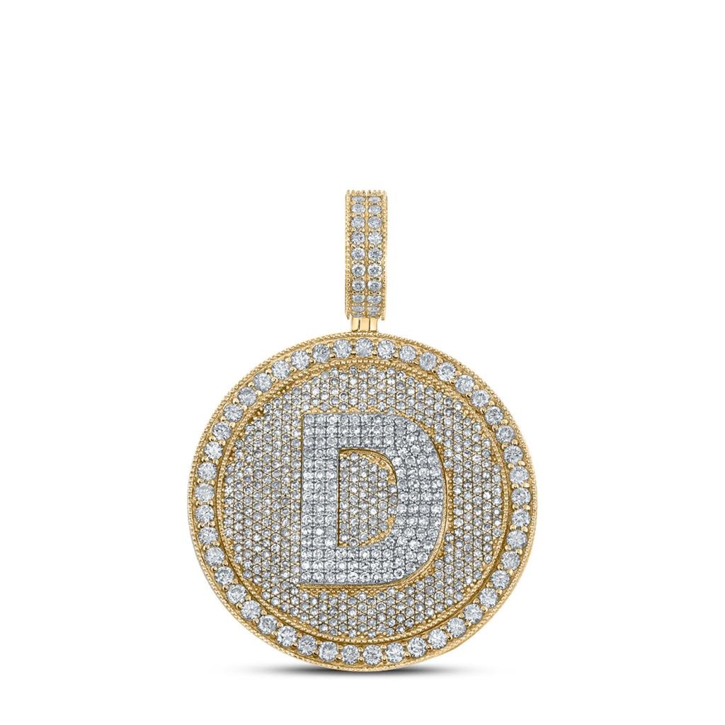 A-Z Letter Initial Diamond Circle Medallion Pendant 10K Yellow Gold
