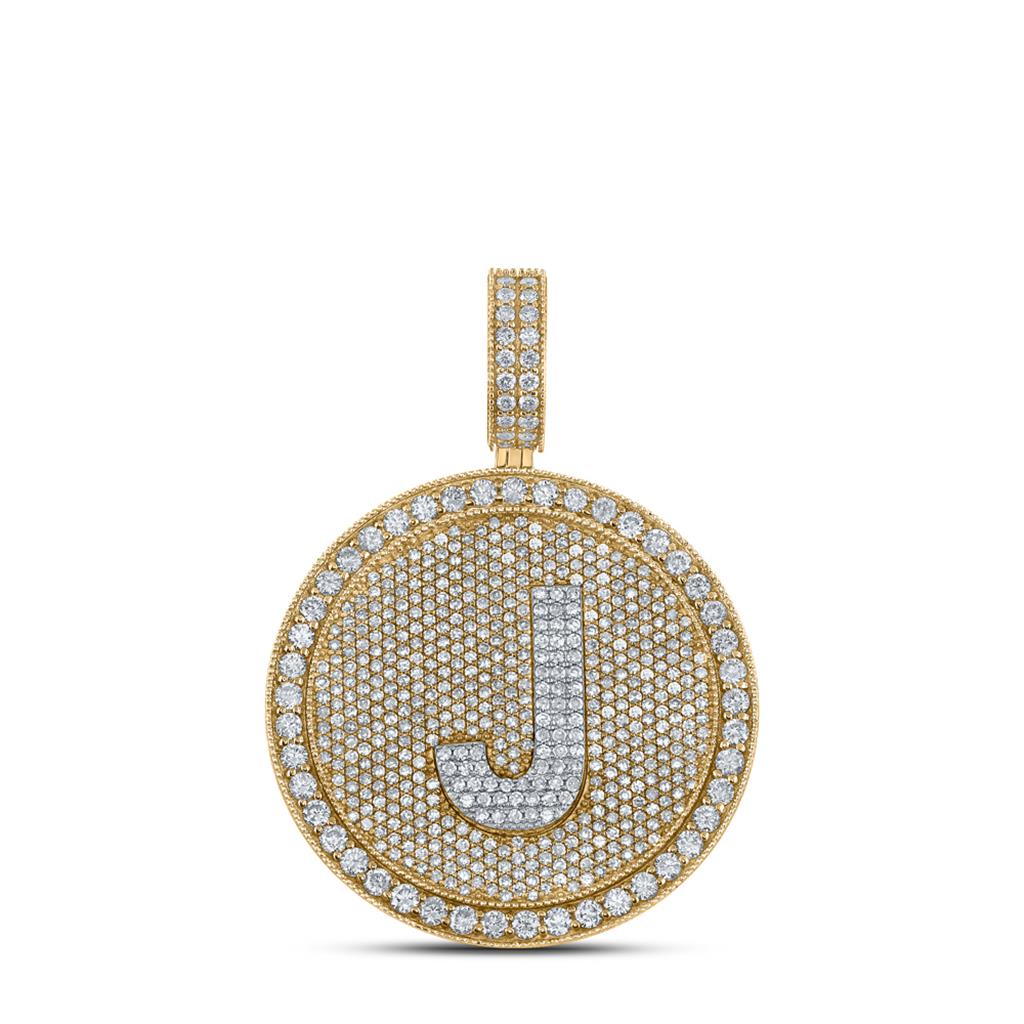 A-Z Letter Initial Diamond Circle Medallion Pendant 10K Yellow Gold