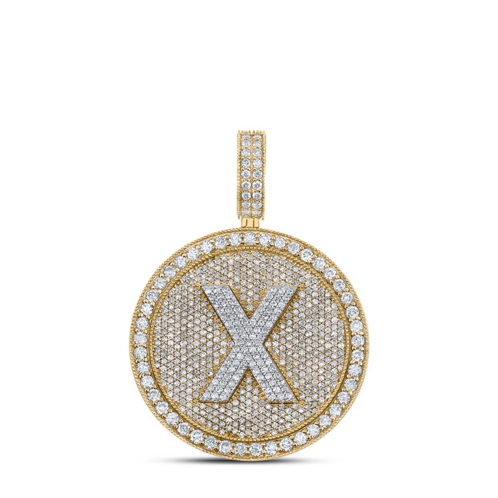 A-Z Letter Initial Diamond Circle Medallion Pendant 10K Yellow Gold