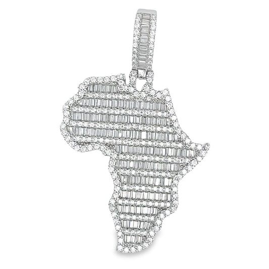 Africa Baguette 3.12cttw VVS Moissanite Pendant .925 Sterling Silver
