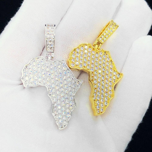 Africa Continent Hip Hop Bling Bling Pendant