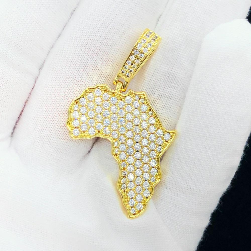 Africa Continent Hip Hop Bling Bling Pendant