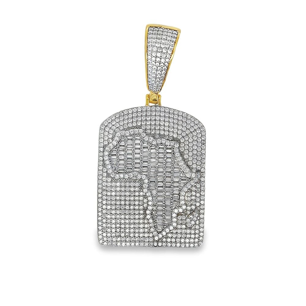 Africa Dog Tag Baguette VVS CZ Hip Hop Bling Bling Pendant