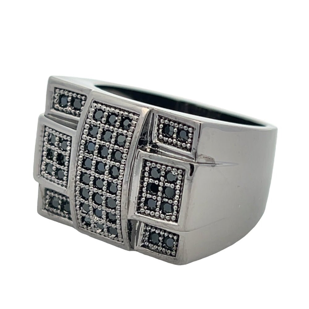 All Black Criss Cross CZ Ring .925 Sterling Silver