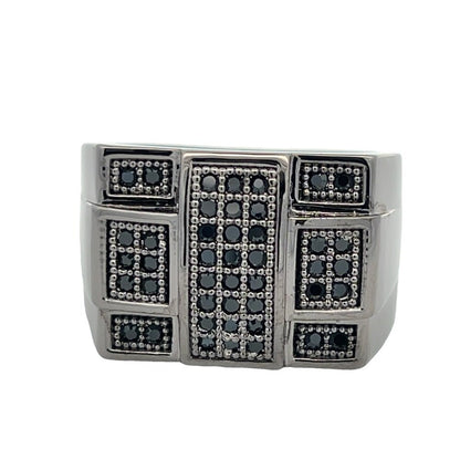 All Black Criss Cross CZ Ring .925 Sterling Silver