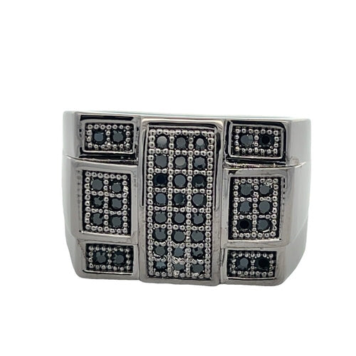 All Black Criss Cross CZ Ring .925 Sterling Silver
