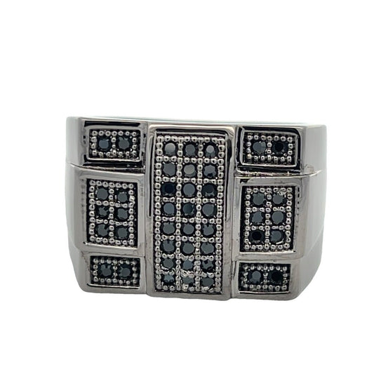 All Black Criss Cross CZ Ring .925 Sterling Silver