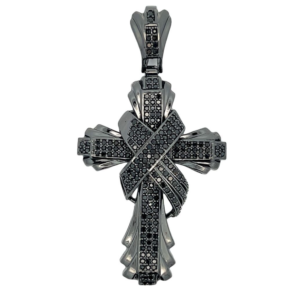 All Black Fancy X Cross CZ Iced Out Pendant