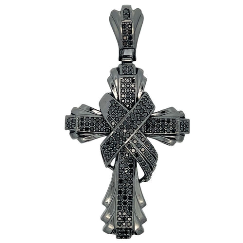 All Black Fancy X Cross CZ Iced Out Pendant