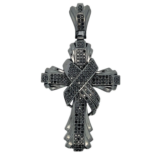 All Black Fancy X Cross CZ Iced Out Pendant