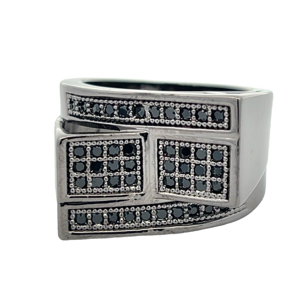 All Black Stacked Bars CZ Ring .925 Sterling Silver