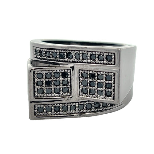 All Black Stacked Bars CZ Ring .925 Sterling Silver