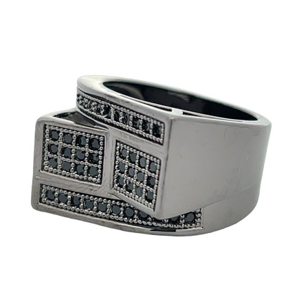 All Black Stacked Bars CZ Ring .925 Sterling Silver