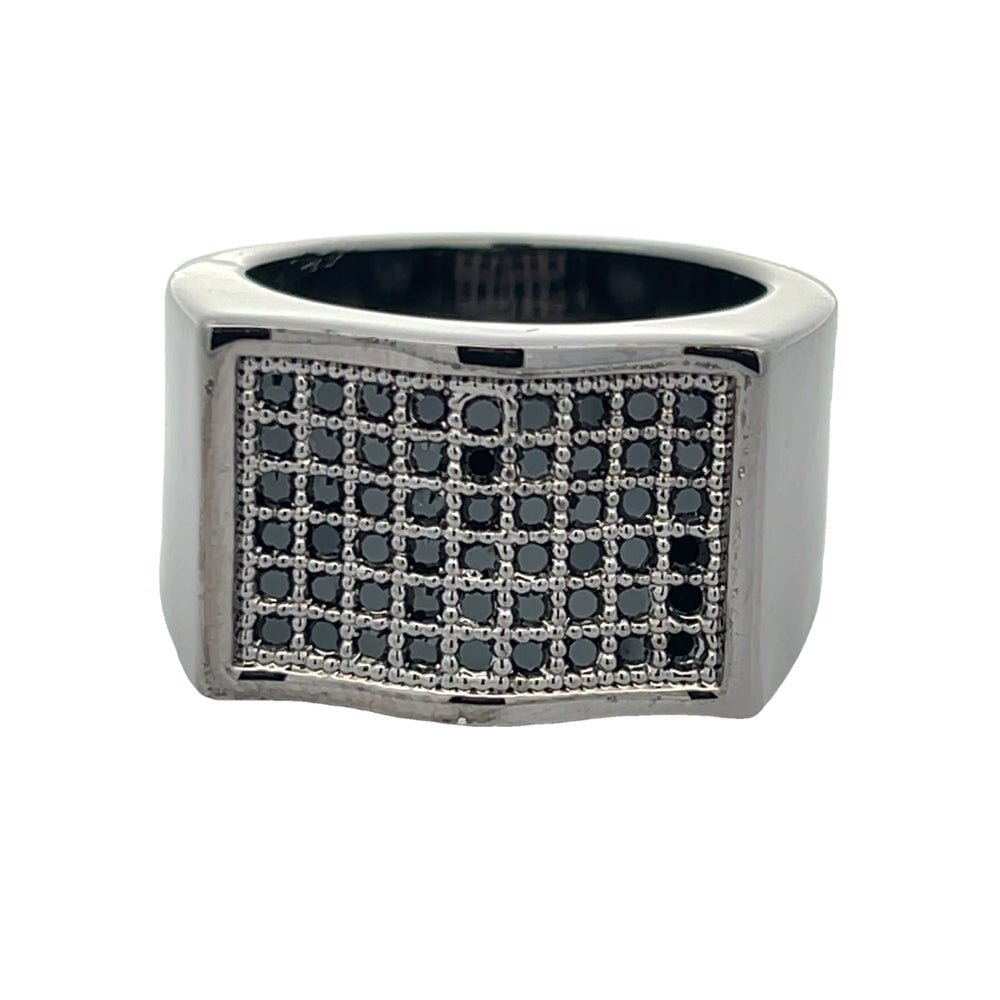 All Black Waves CZ Ring .925 Sterling Silver