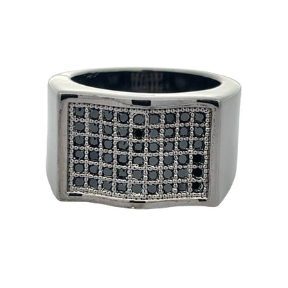 All Black Waves CZ Ring .925 Sterling Silver