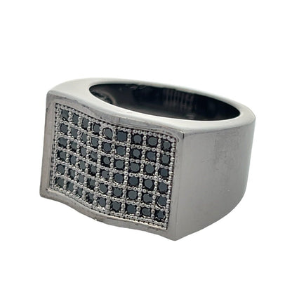 All Black Waves CZ Ring .925 Sterling Silver