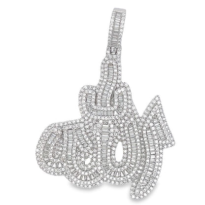 Allah Baguette 4.95cttw VVS Moissanite Pendant .925 Sterling Silver