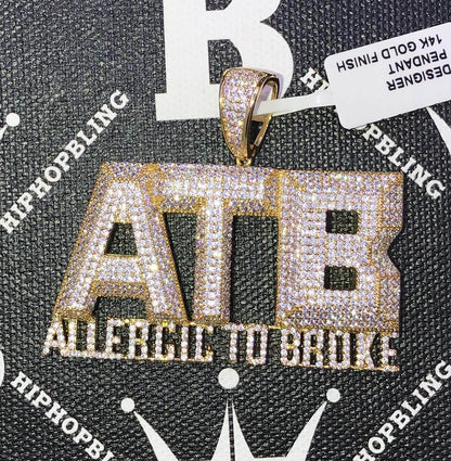 Allergic to Broke ATB CZ Hip Hop Bling Bling Pendant
