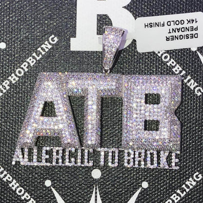 Allergic to Broke ATB CZ Hip Hop Bling Bling Pendant