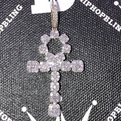 Ankh Cross Cluster Expanding Diamond Pendant 2.46cttw 10K Yellow Gold