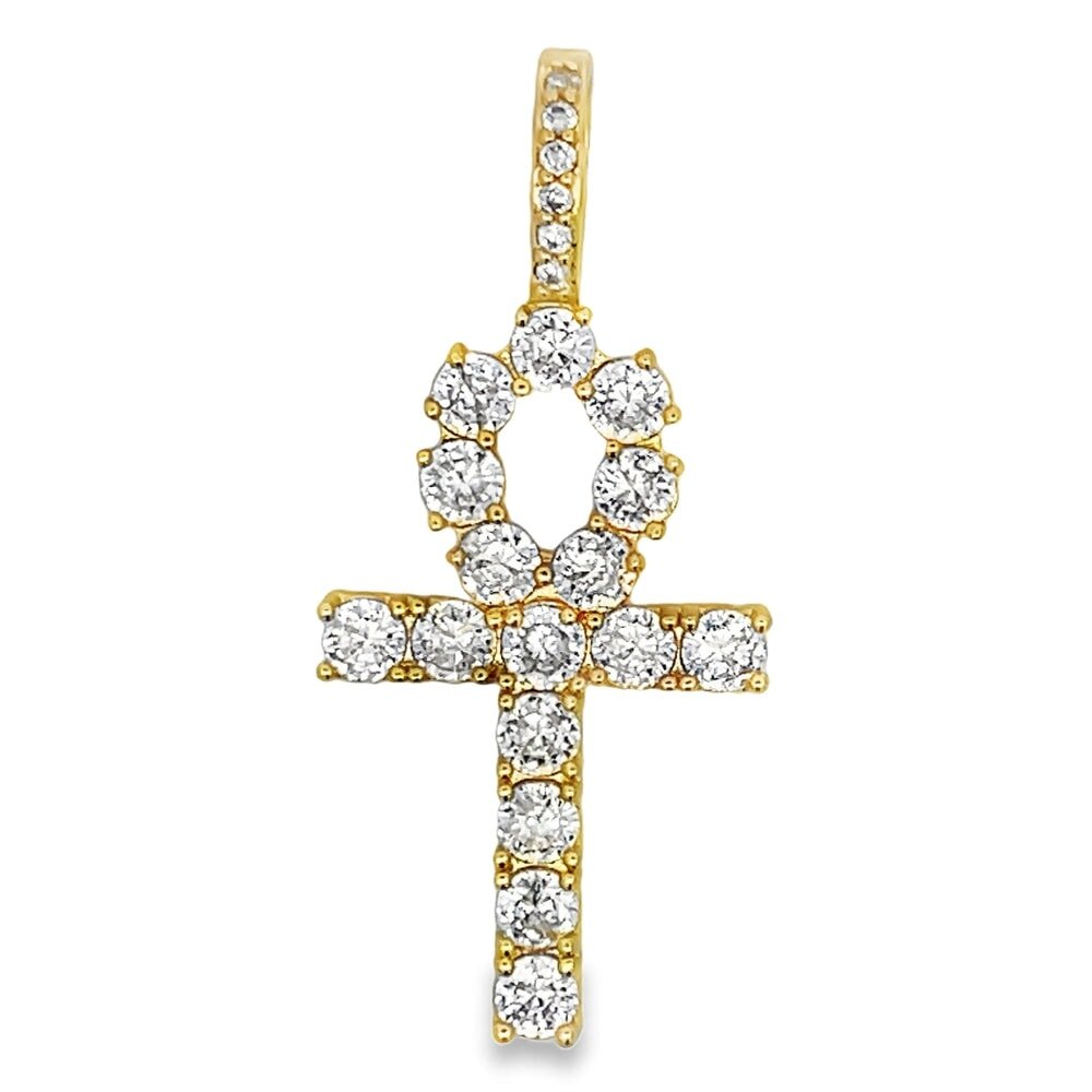 Ankh Tennis Cross CZ Iced Out Pendant