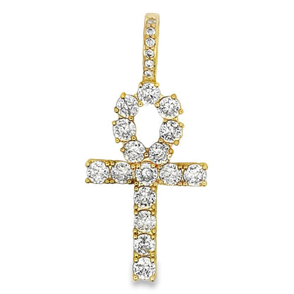 Ankh Tennis Cross CZ Iced Out Pendant