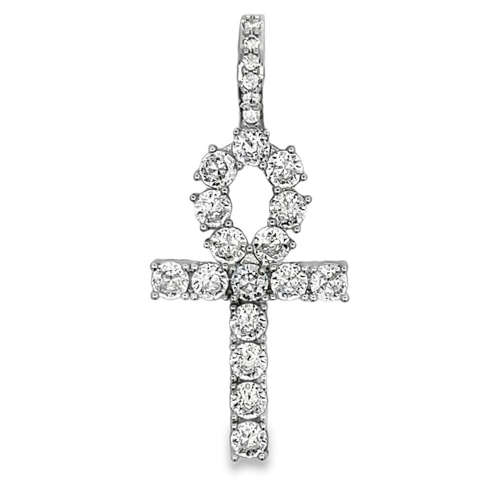 Ankh Tennis Cross CZ Iced Out Pendant