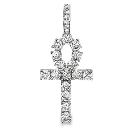 Ankh Tennis Cross CZ Iced Out Pendant