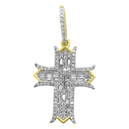 Arrow Cross Baguette Diamond Pendant .52cttw 10K Yellow Gold