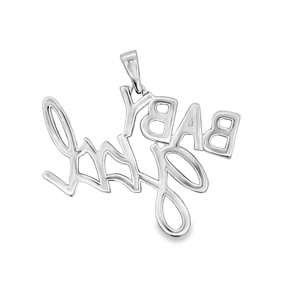 Baby Girl Iced Out Moissanite Pendant .925 Sterling Silver