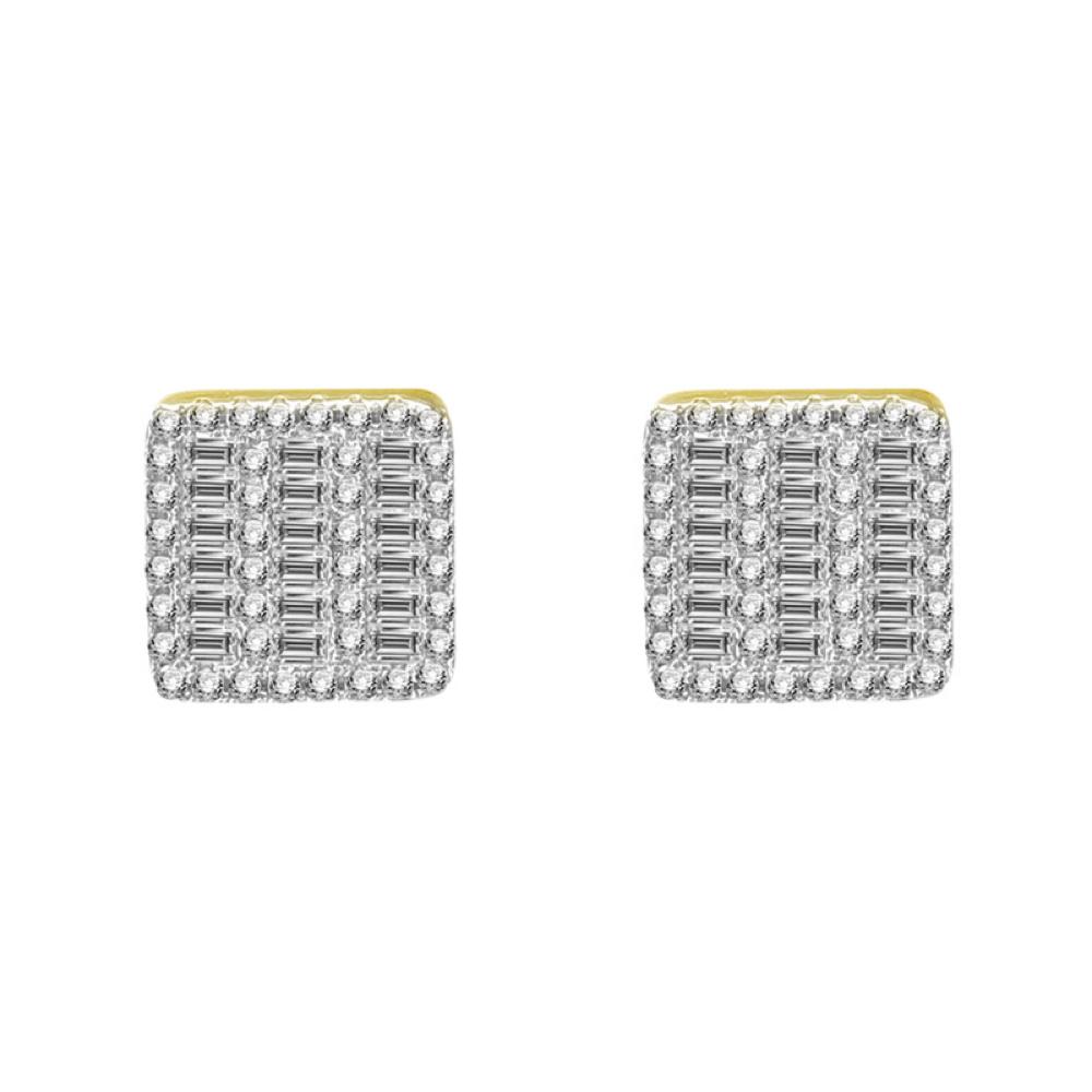 Baguette 3 Row Box CZ Iced Out Earrings .925 Silver