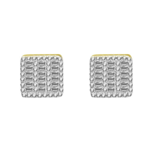 Baguette 3 Row Box CZ Iced Out Earrings .925 Silver