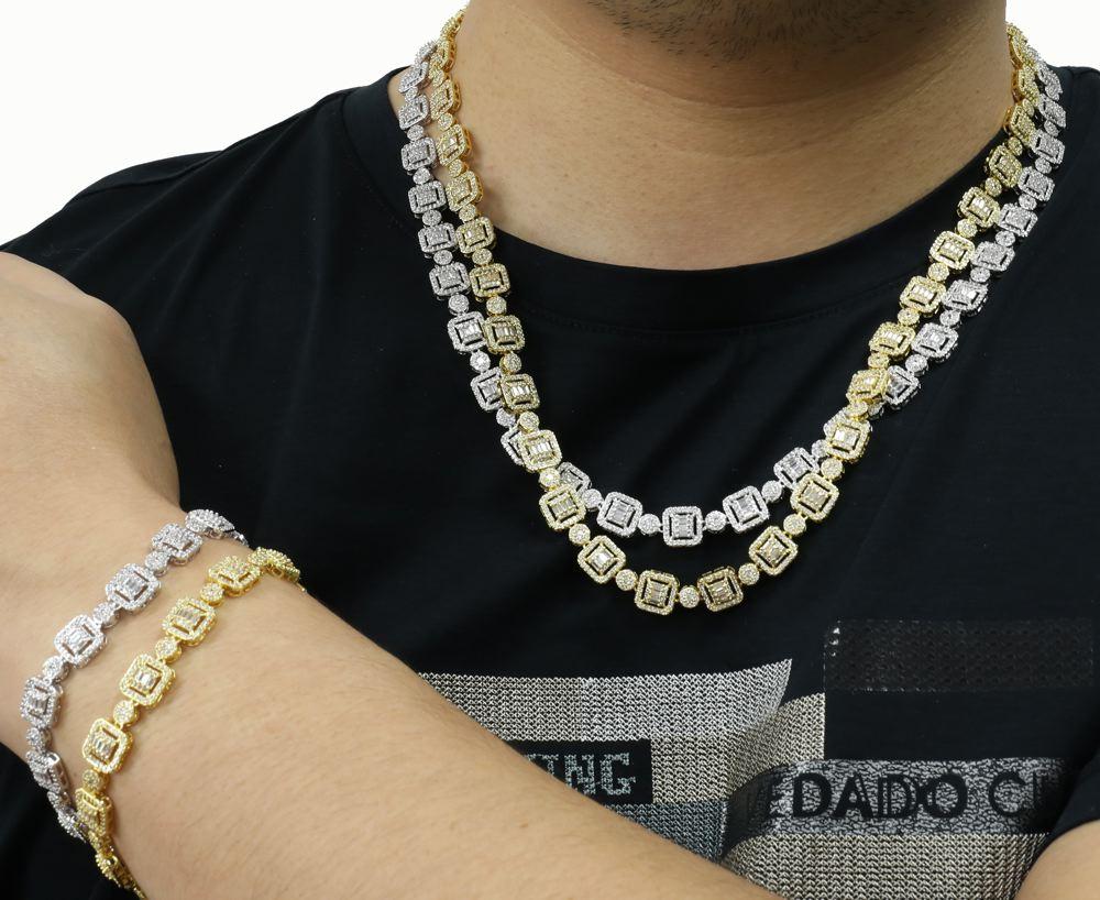 Baguette and Cluster Link CZ Iced Bling Chain