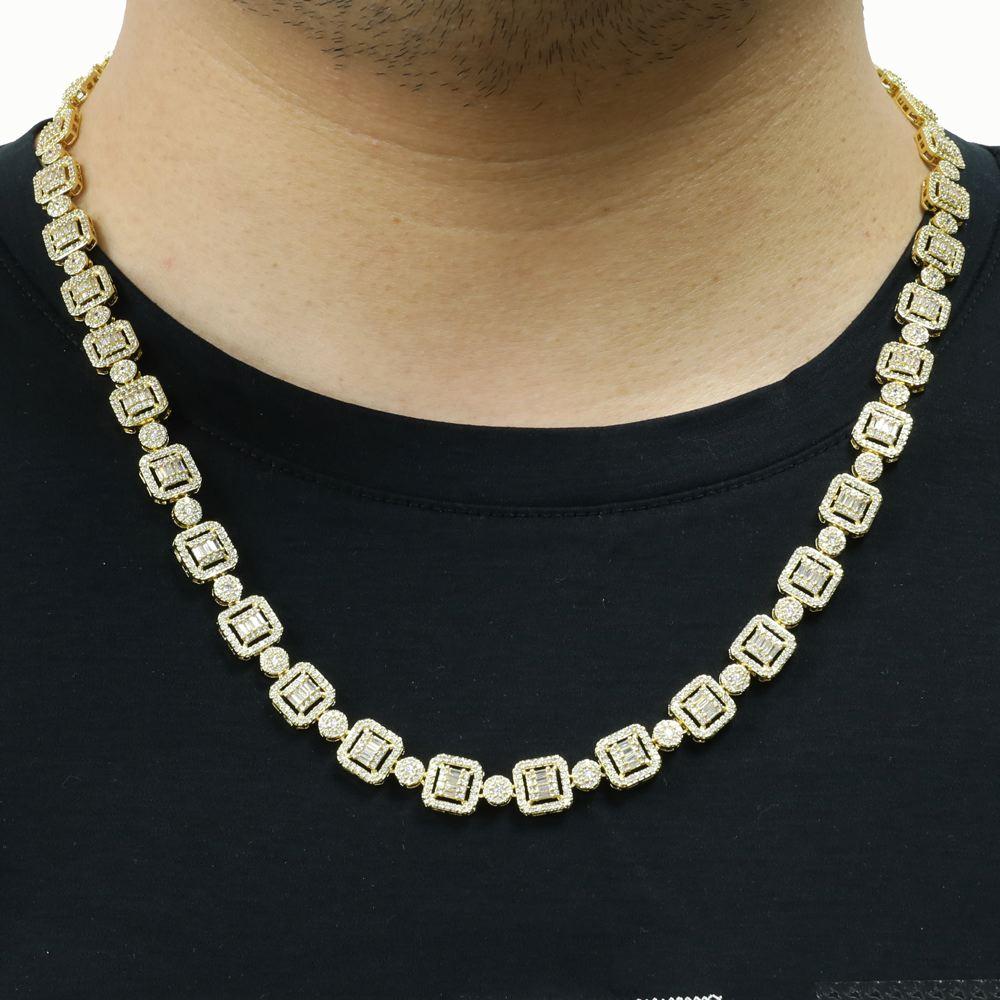 Baguette and Cluster Link CZ Iced Bling Chain