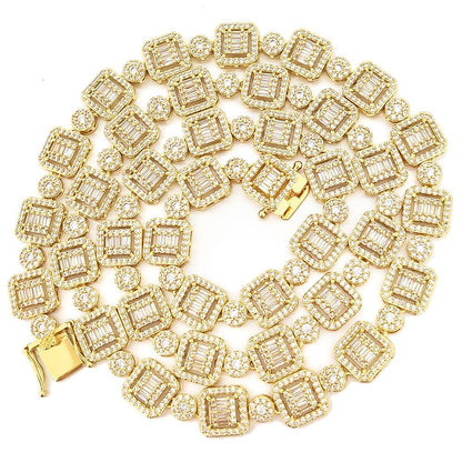 Baguette and Cluster Link CZ Iced Bling Chain