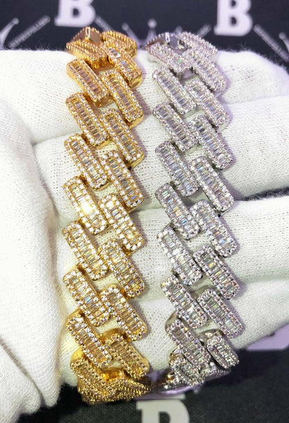 Baguette Bar Cuban CZ Hip Hop Bling Bling Chain