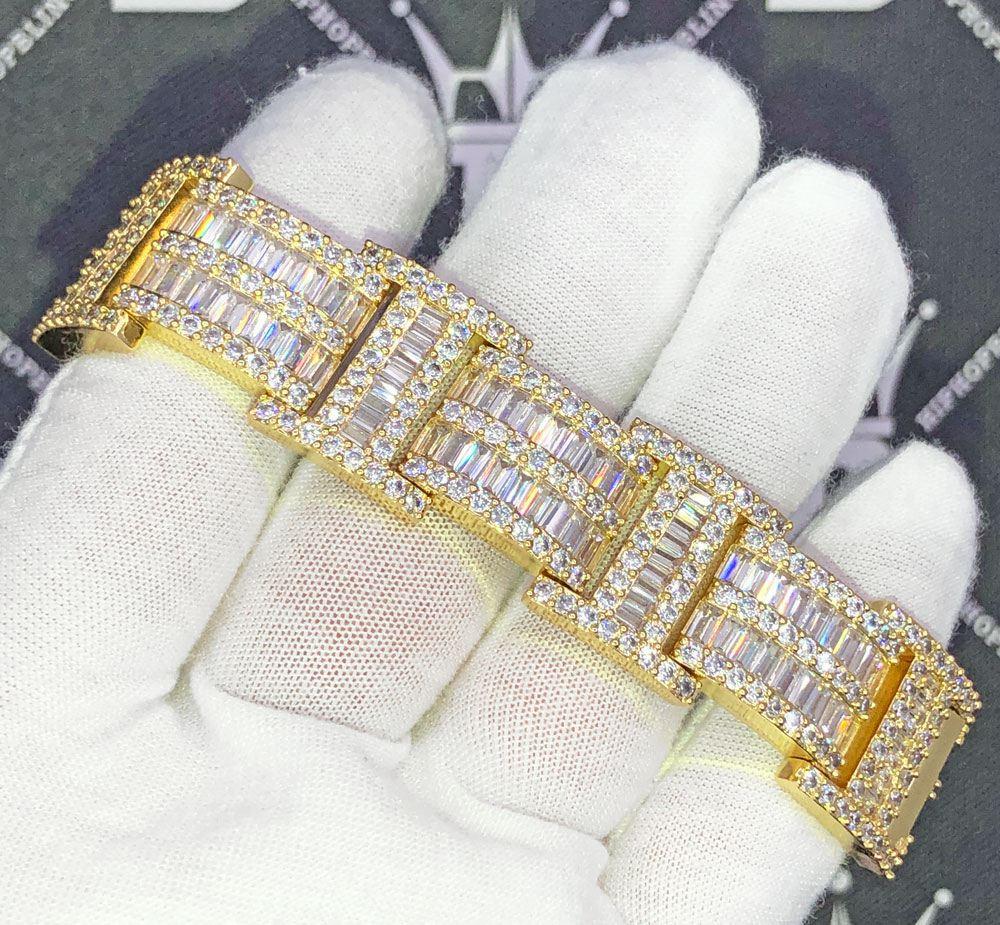 Baguette Bar Link Custom VVS Iced Out Hip Hop Bracelet