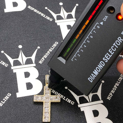 Baguette Block Cross Diamond Pendant 1.05cttw 10K Yellow Gold