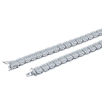 Baguette Center Link CZ Iced out Chain .925 Sterling Silver