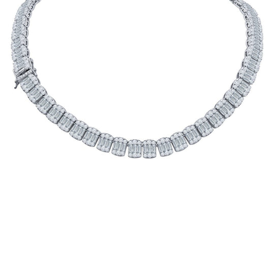Baguette Center Link CZ Iced out Chain .925 Sterling Silver