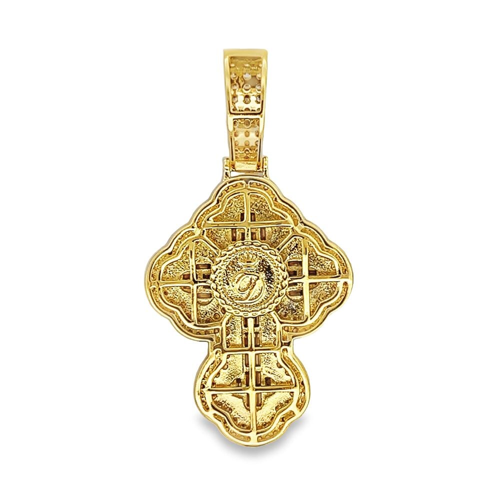 Baguette Clover Cross CZ Hip Hop Iced Out Pendant