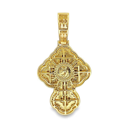Baguette Clover Cross CZ Hip Hop Iced Out Pendant