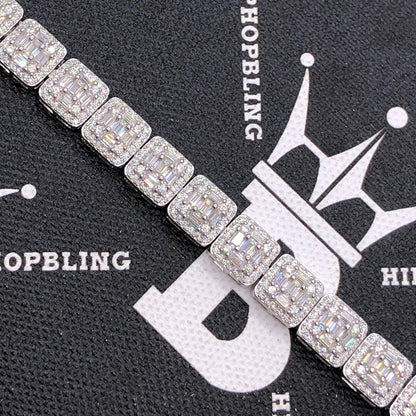 Baguette Cluster Moissanite Bracelet Iced Out .925 Sterling Silver