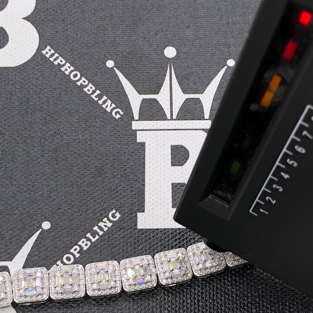 Baguette Cluster Moissanite Bracelet Iced Out .925 Sterling Silver