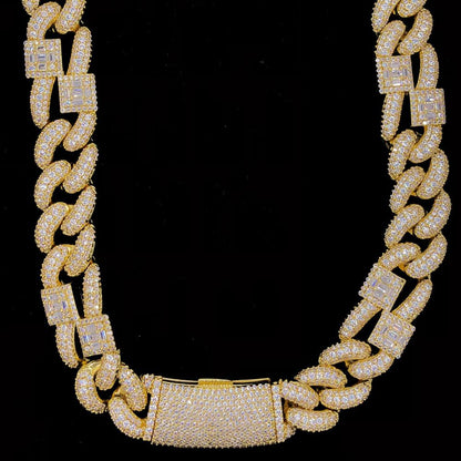 Baguette Cluster & Pave Cuban Bling Bling CZ Iced Out Chain