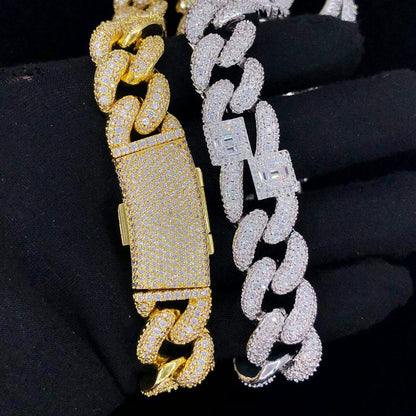 Baguette Cluster & Pave Cuban Bling Bling CZ Iced Out Chain