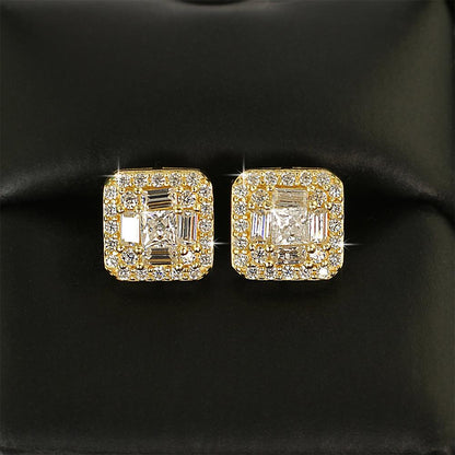 Baguette Cluster VVS Moissanite Earrings .925 Sterling Silver
