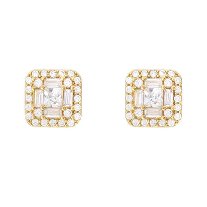 Baguette Cluster VVS Moissanite Earrings .925 Sterling Silver
